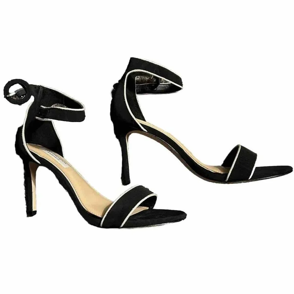 Antonio melani courtney grow open toe ankle strap heel size 8.5M Black White - Picture 3 of 5